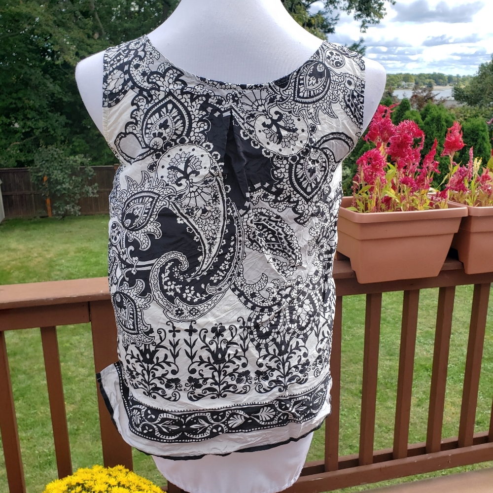 ++ SILK Pasley Black and White Cami Tank Blouse THE LTD Sz S - Picture 6 of 13